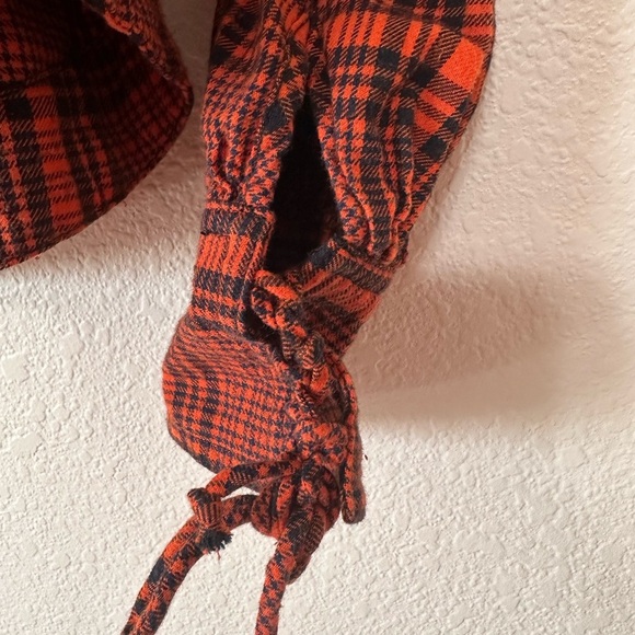 We The Free Orange Plaid Button-Up Shirt XS - Picture 3 of 5